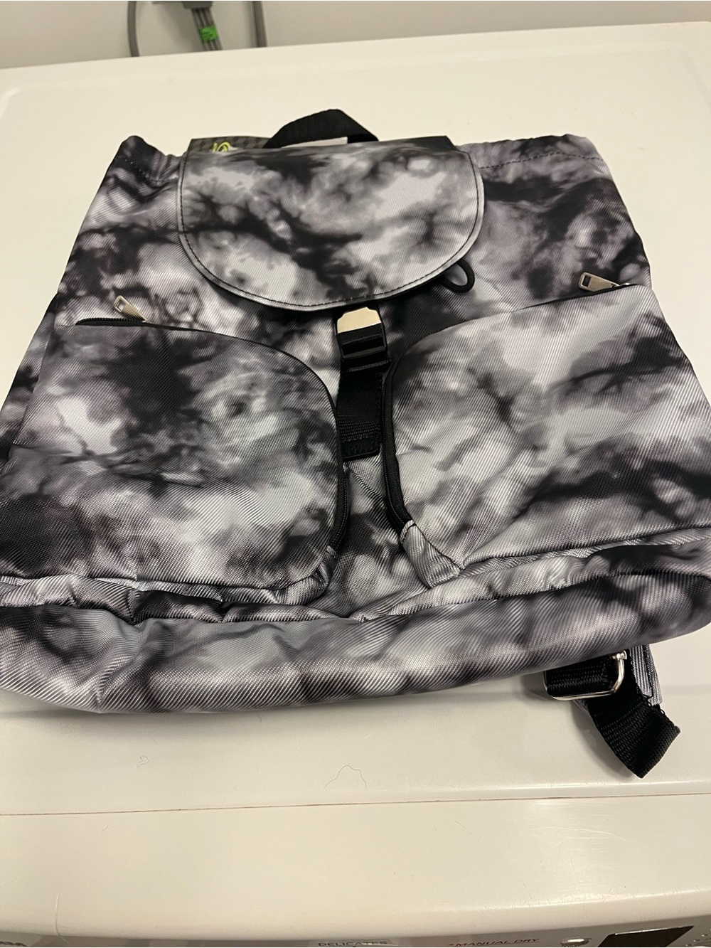 Athletic Works Black and Gray Tie-Dye Backpack Tote